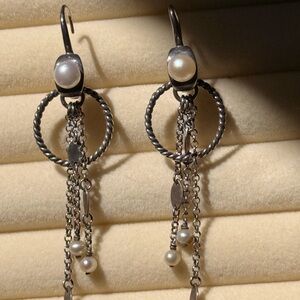 Authentic Freshwater Pearl & Steerling Silver Dangle Earrings